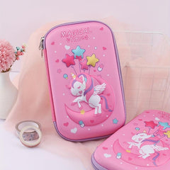 Cartoon Unicorn Pencil Case 3D Stationery Box Large Capacity Zipper Storage Box