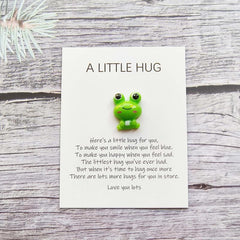 Pocket Hug Resin Animal Decoration with Encouraging Greeting Card