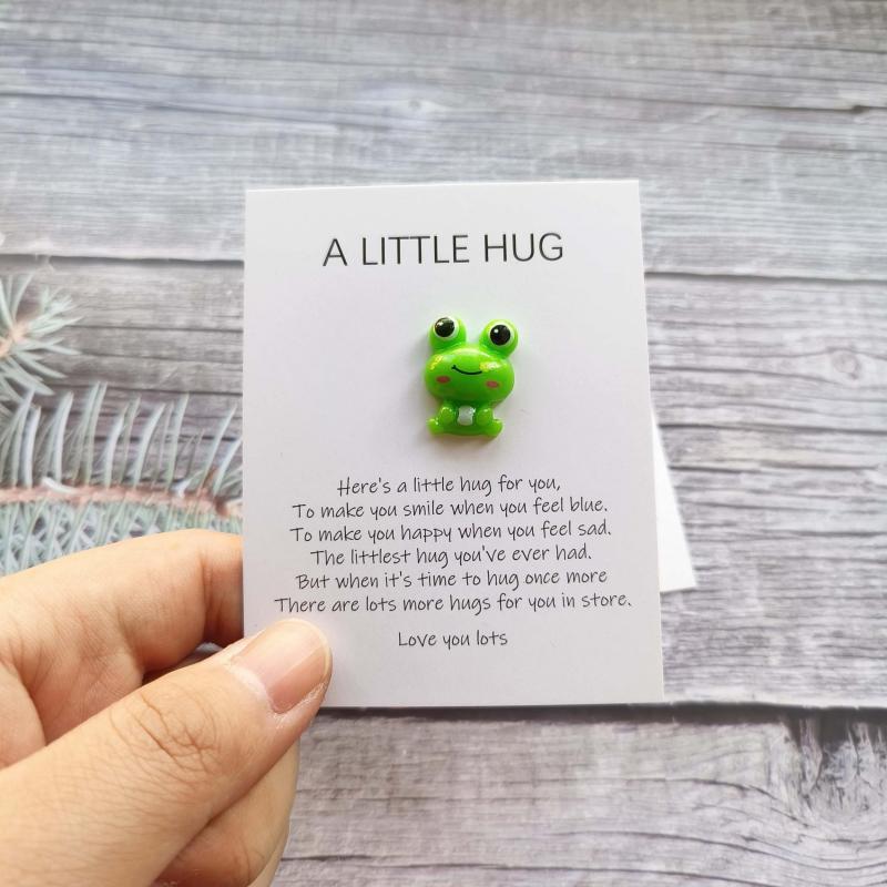 Pocket Hug Resin Animal Decoration with Encouraging Greeting Card