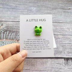 Pocket Hug Resin Animal Decoration with Encouraging Greeting Card