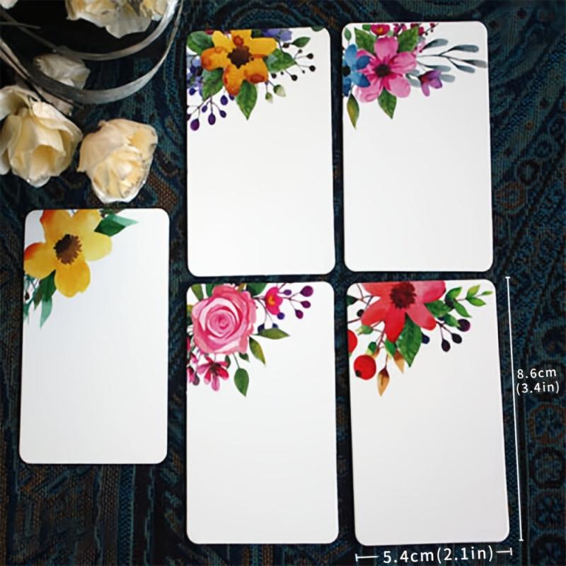 50pcs Vintage Flower Thank You Small Card Writable Paper Greeting Postcards