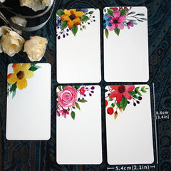 50pcs Vintage Flower Thank You Small Card Writable Paper Greeting Postcards