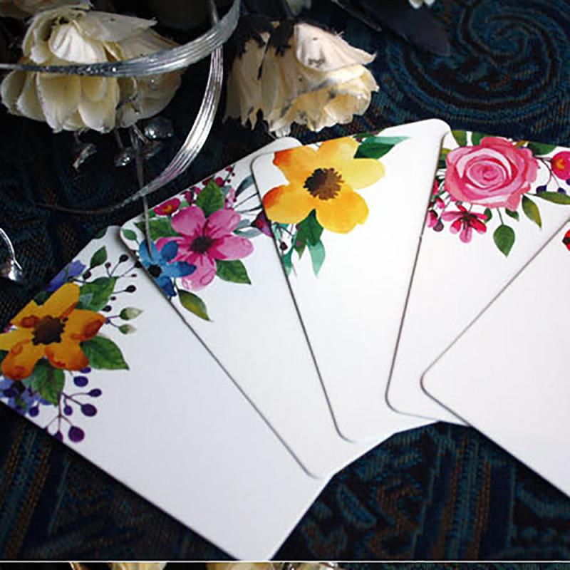 50pcs Vintage Flower Thank You Small Card Writable Paper Greeting Postcards