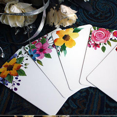 50pcs Vintage Flower Thank You Small Card Writable Paper Greeting Postcards
