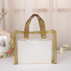 5pcs Golden Transparent Grid Bag Christmas Party Gift Bag