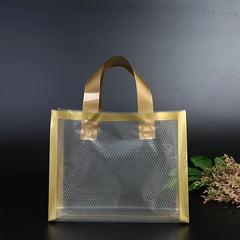 5pcs Golden Transparent Grid Bag Christmas Party Gift Bag