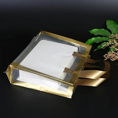 5pcs Golden Transparent Grid Bag Christmas Party Gift Bag