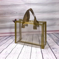 5pcs Golden Transparent Grid Bag Christmas Party Gift Bag