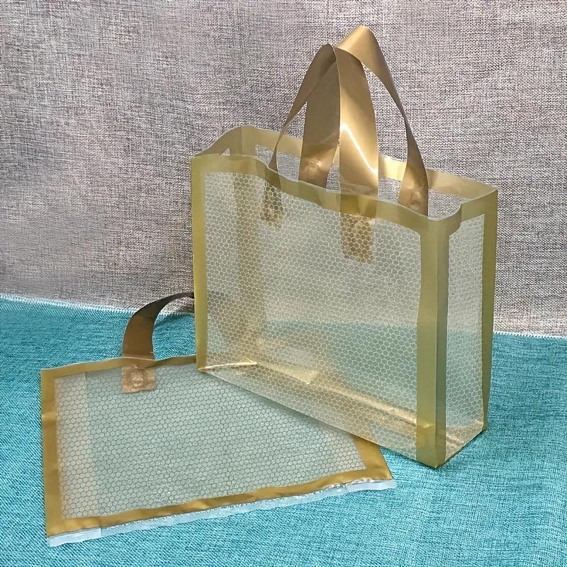 5pcs Golden Transparent Grid Bag Christmas Party Gift Bag