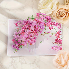 Orchids Pop Up Card 3D Greeting For Mother's Summer Birthday