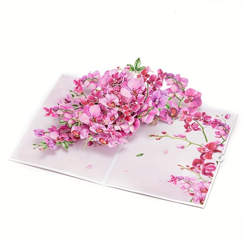 Orchids Pop Up Card 3D Greeting For Mother's Summer Birthday