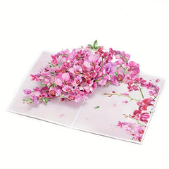 Orchids Pop Up Card 3D Greeting For Mother's Summer Birthday