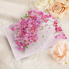 Orchids Pop Up Card 3D Greeting For Mother's Summer Birthday