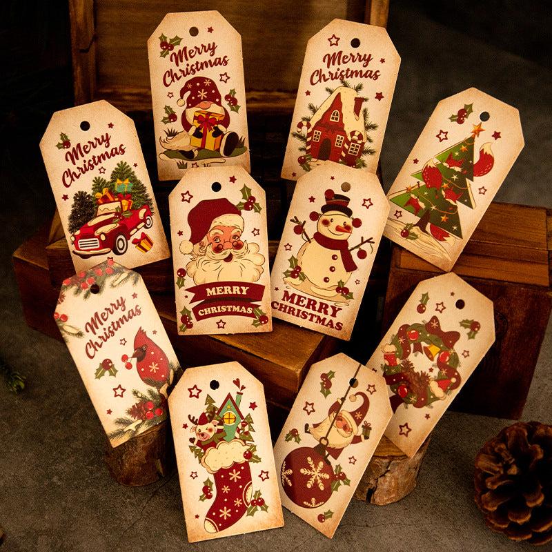 50pcs Christmas Gift Tags Merry Christmas Xmas Bags Boxes Hang Tag Supplies