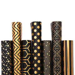 Golden Gift Wrap Geometric Pattern Hot Stamping Glossy Coated Paper