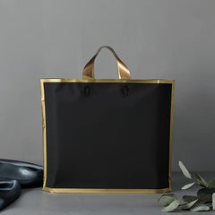 5pcs Golden Trim PVC Satchel Gift Bag for Holiday Decor