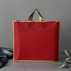 5pcs Golden Trim PVC Satchel Gift Bag for Holiday Decor