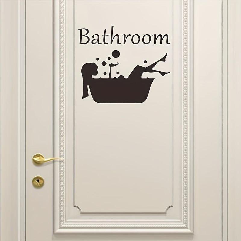Classic Bathroom Logo Door Sticker Self-adhesive Room Decor