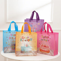 4pcs Birthday Tote Gift Bags Handles Shopping Totes Holiday Party Kids Favor