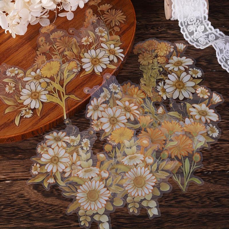Retro Flower Sticker DIY Decoration Scrapbooking Album Craft Supplies