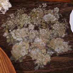 Retro Flower Sticker DIY Decoration Scrapbooking Album Craft Supplies