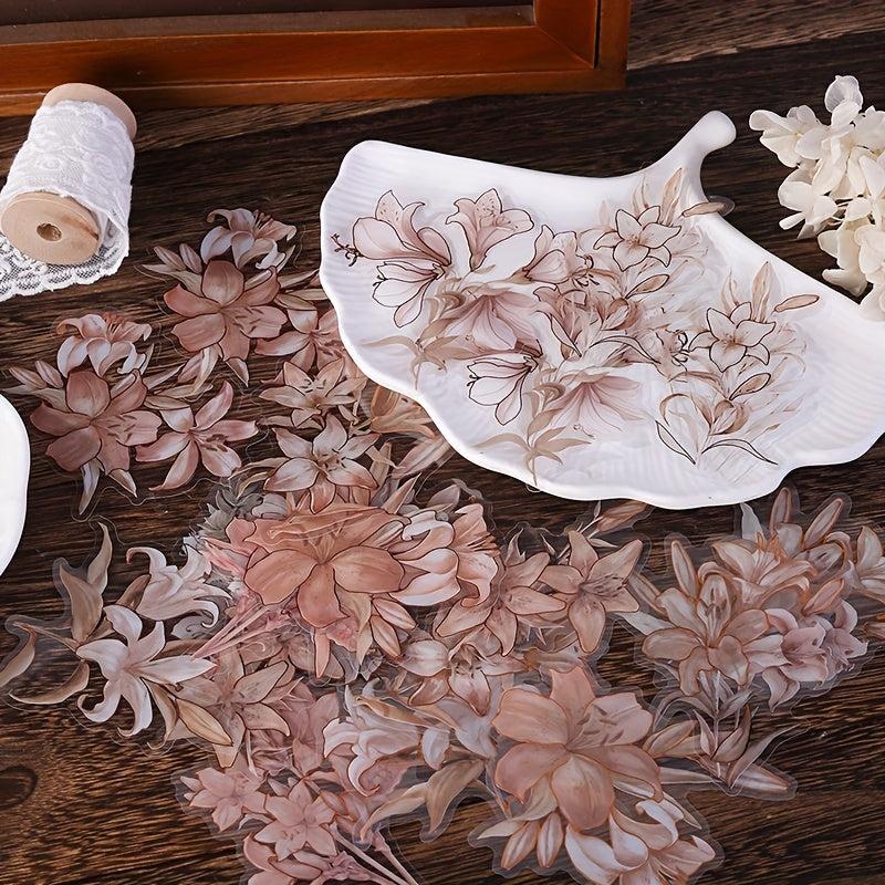 Retro Flower Sticker DIY Decoration Scrapbooking Album Craft Supplies