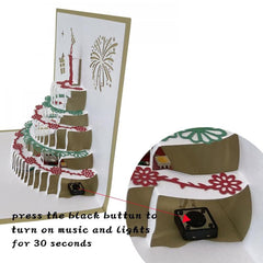 3D Pop Up Birthday Cards - LED Light Music Cake Card