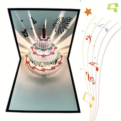 3D Pop Up Birthday Cards - LED Light Music Cake Card