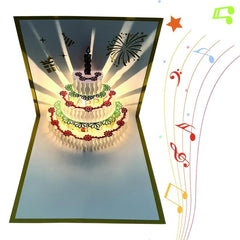 3D Pop Up Birthday Cards - LED Light Music Cake Card