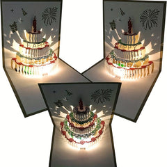 3D Pop Up Birthday Cards - LED Light Music Cake Card