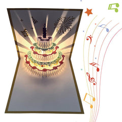 3D Pop Up Birthday Cards - LED Light Music Cake Card