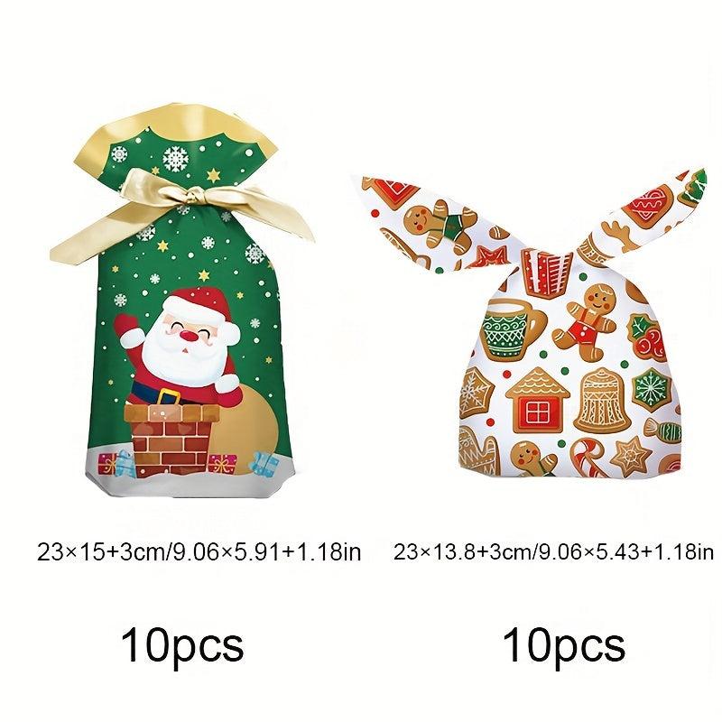 10pcs Christmas Bundle Ribbon Drawstring Bag Rabbit Ears Gift Bag