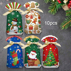 10pcs Christmas Bundle Ribbon Drawstring Bag Rabbit Ears Gift Bag