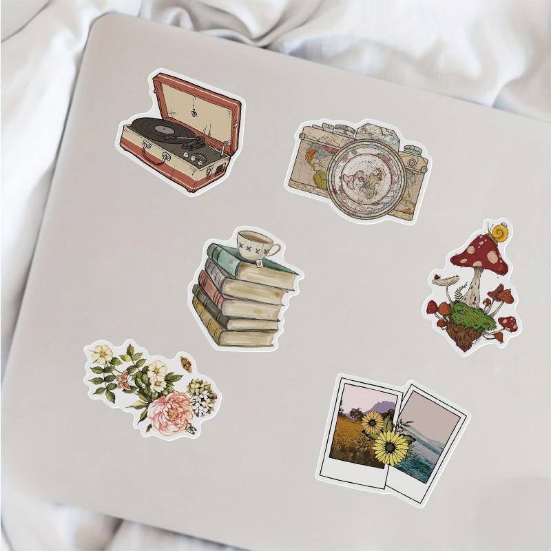 50 Pcs Vintage Stickers for Water Bottle Laptop Scrapbook Journaling