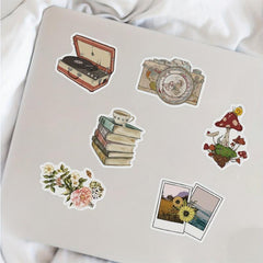 50 Pcs Vintage Stickers for Water Bottle Laptop Scrapbook Journaling
