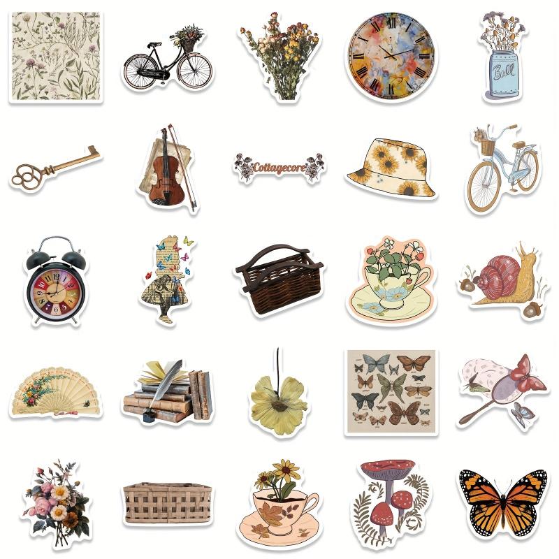 50 Pcs Vintage Stickers for Water Bottle Laptop Scrapbook Journaling