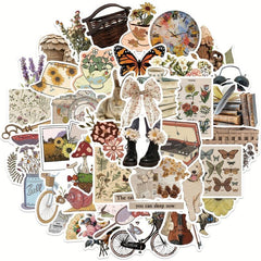 50 Pcs Vintage Stickers for Water Bottle Laptop Scrapbook Journaling