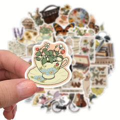 50 Pcs Vintage Stickers for Water Bottle Laptop Scrapbook Journaling