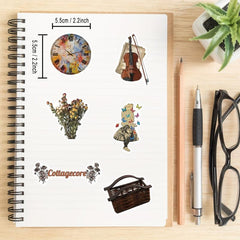 50 Pcs Vintage Stickers for Water Bottle Laptop Scrapbook Journaling