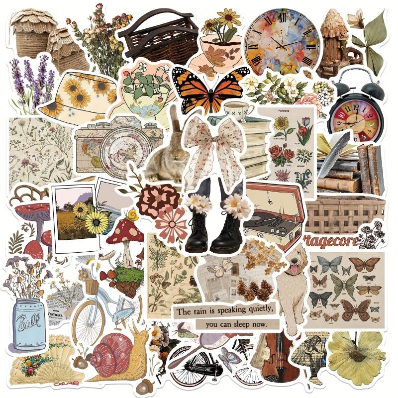 50 Pcs Vintage Stickers for Water Bottle Laptop Scrapbook Journaling