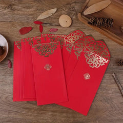 10pcs Chinese Style Happy New Year Red Envelopes with Dragon Blessing