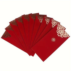 10pcs Chinese Style Happy New Year Red Envelopes with Dragon Blessing