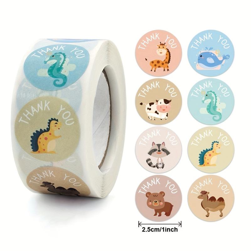 500pcs Round Animal Zoo Sticker Label Scrapbooking Gift Seal Decor
