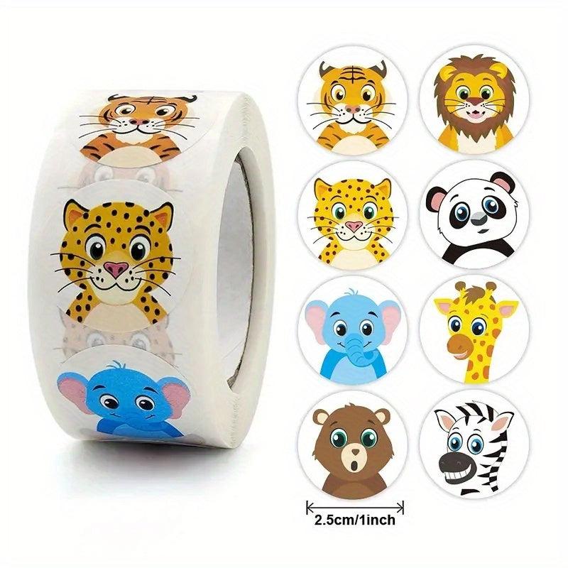 500pcs Round Animal Zoo Sticker Label Scrapbooking Gift Seal Decor