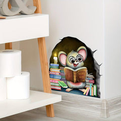 3D Animal Mouse Hole Wall Sticker - Home Decoration Room Decor