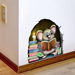 3D Animal Mouse Hole Wall Sticker - Home Decoration Room Decor