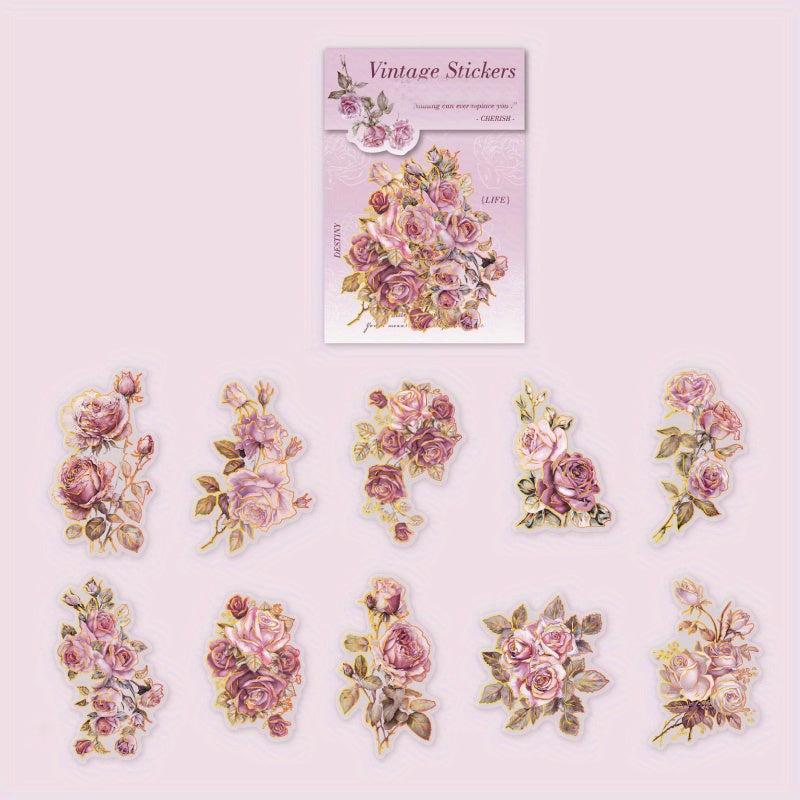 20 Sheets Plant & Flower Hot Stamp Stickers DIY Scrapbook School Supplies