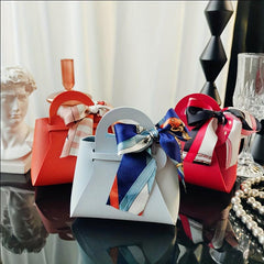 10pcs Leather Gift Bags Wedding Favour Bag For Guest Mini Handbag With Ribbon