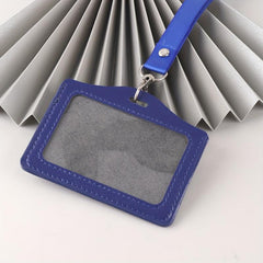 1pc Card Sleeve & Lanyard PU Work Tag Exhibition Horizontal Vertical Bus Access