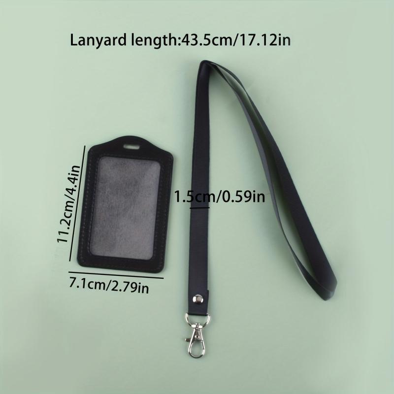 1pc Card Sleeve & Lanyard PU Work Tag Exhibition Horizontal Vertical Bus Access